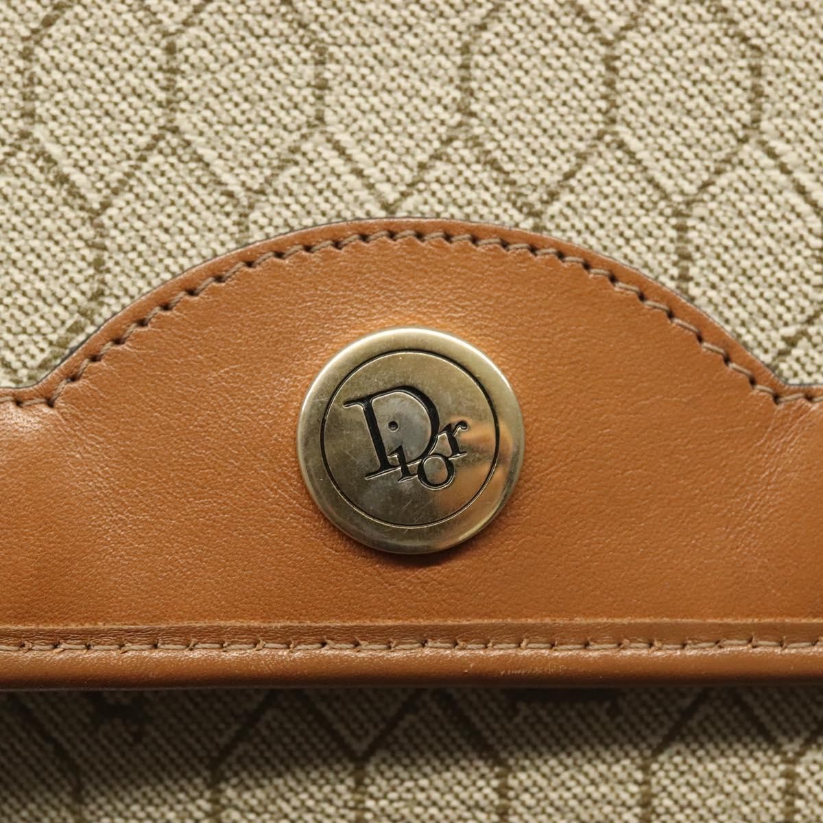 Christian Dior Vintage Honeycomb Chain Canvas Beige Canvas Bag (Pre-Owned)