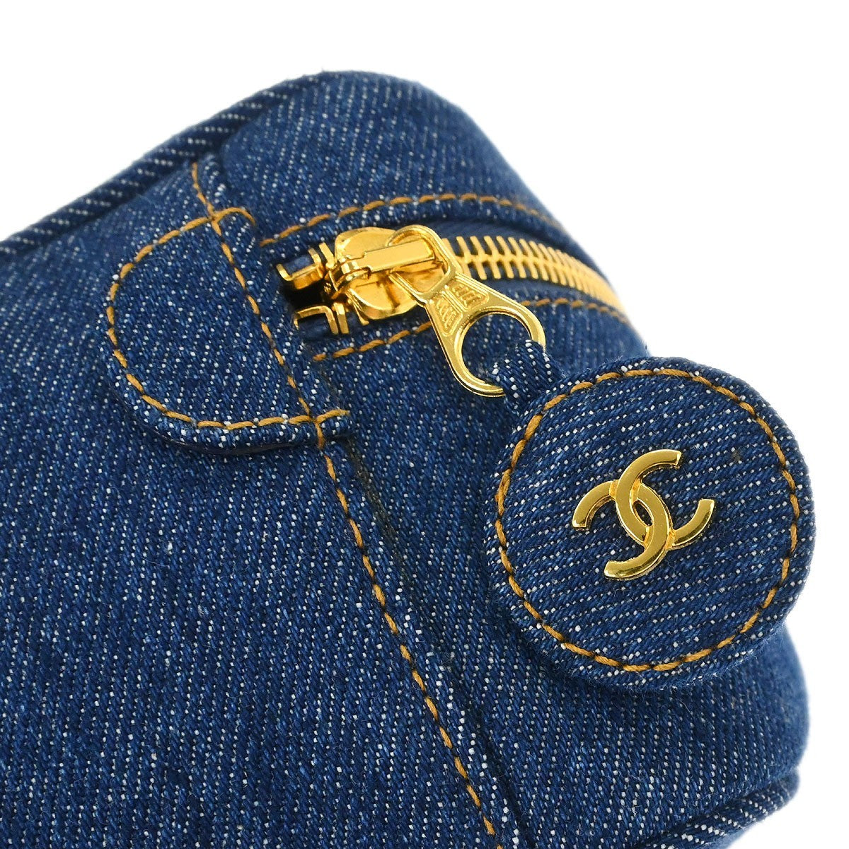 Chanel Vintage Timeless Cosmetic Case Denim Blue Denim_Jeans Handbag (Pre-Owned)