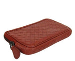 Bottega Veneta Unisex Smartphone Case Rust Red Woven Leather Coin Purse