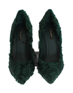 Dolce & Gabbana Green Xiangao Lamb Fur Leather Women's Pumps