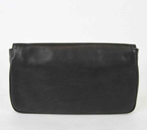 BOTTEGA VENETA Women's Leather Clutch Bag w/Woven Detail Black