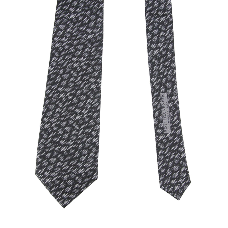 Bottega Veneta Men's Dry Brush Black/White Silk Pattern Tie 325511 1061