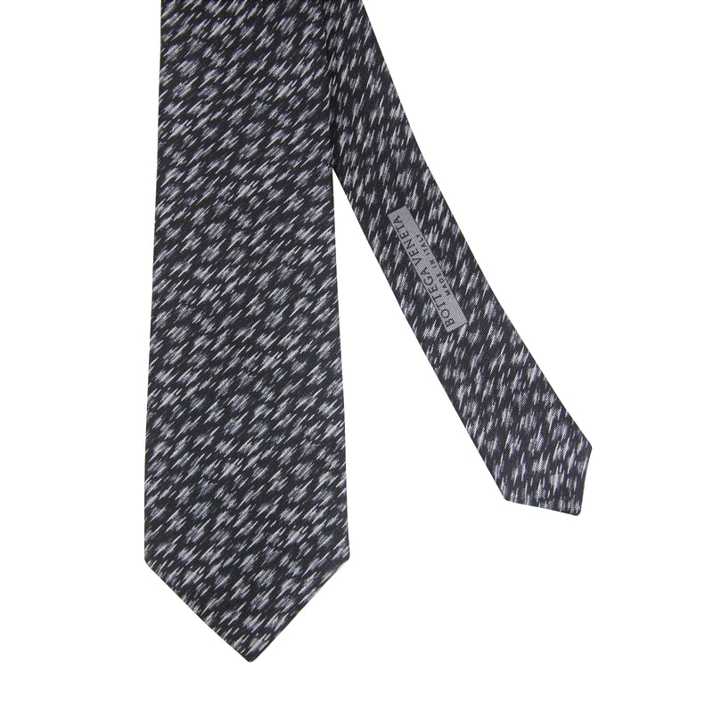 Bottega Veneta Men's Dry Brush Black/White Silk Pattern Tie 325511 1061