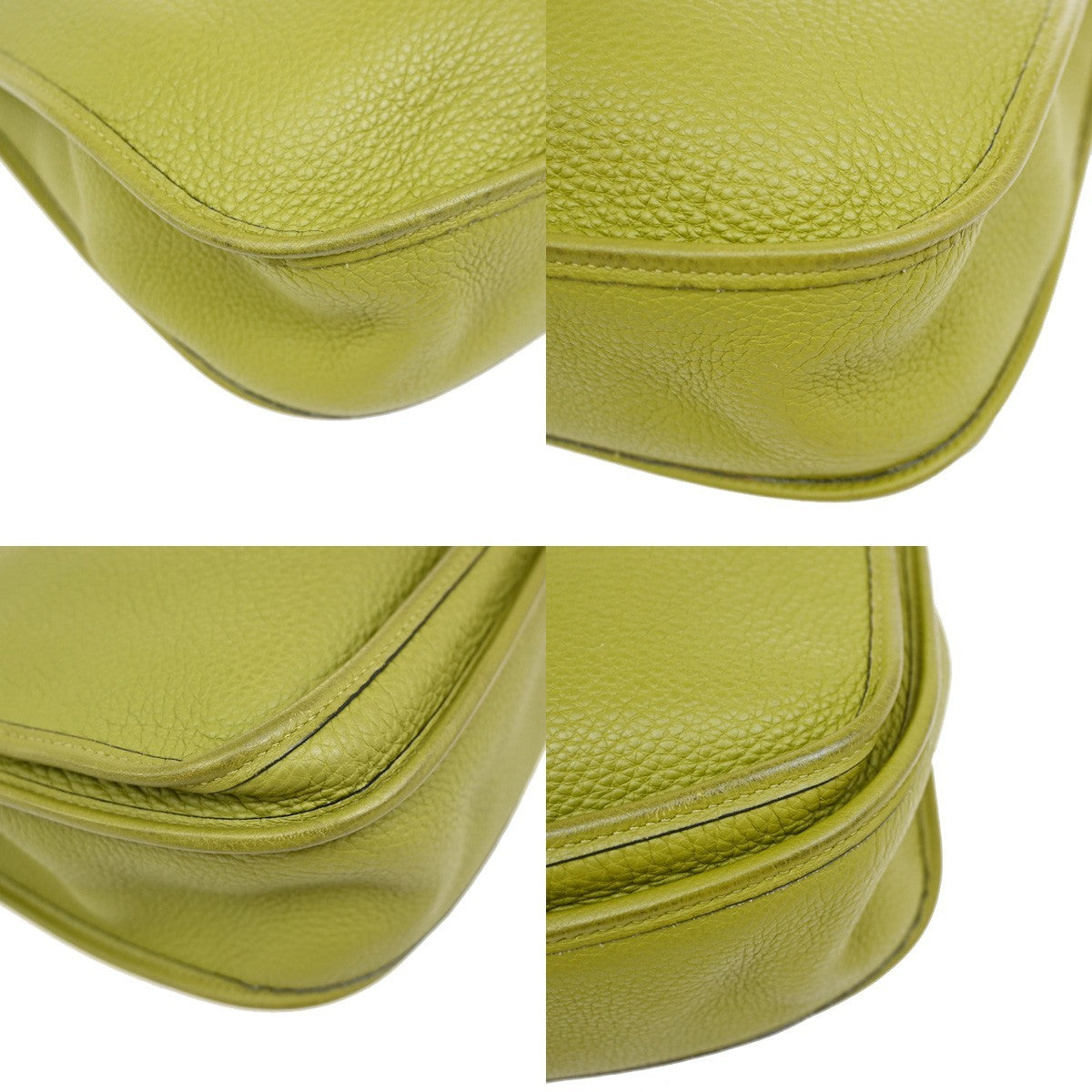 Hermes Evelyne Bag Gen Ii Clemence Green Leather Handbag (Pre-Owned)