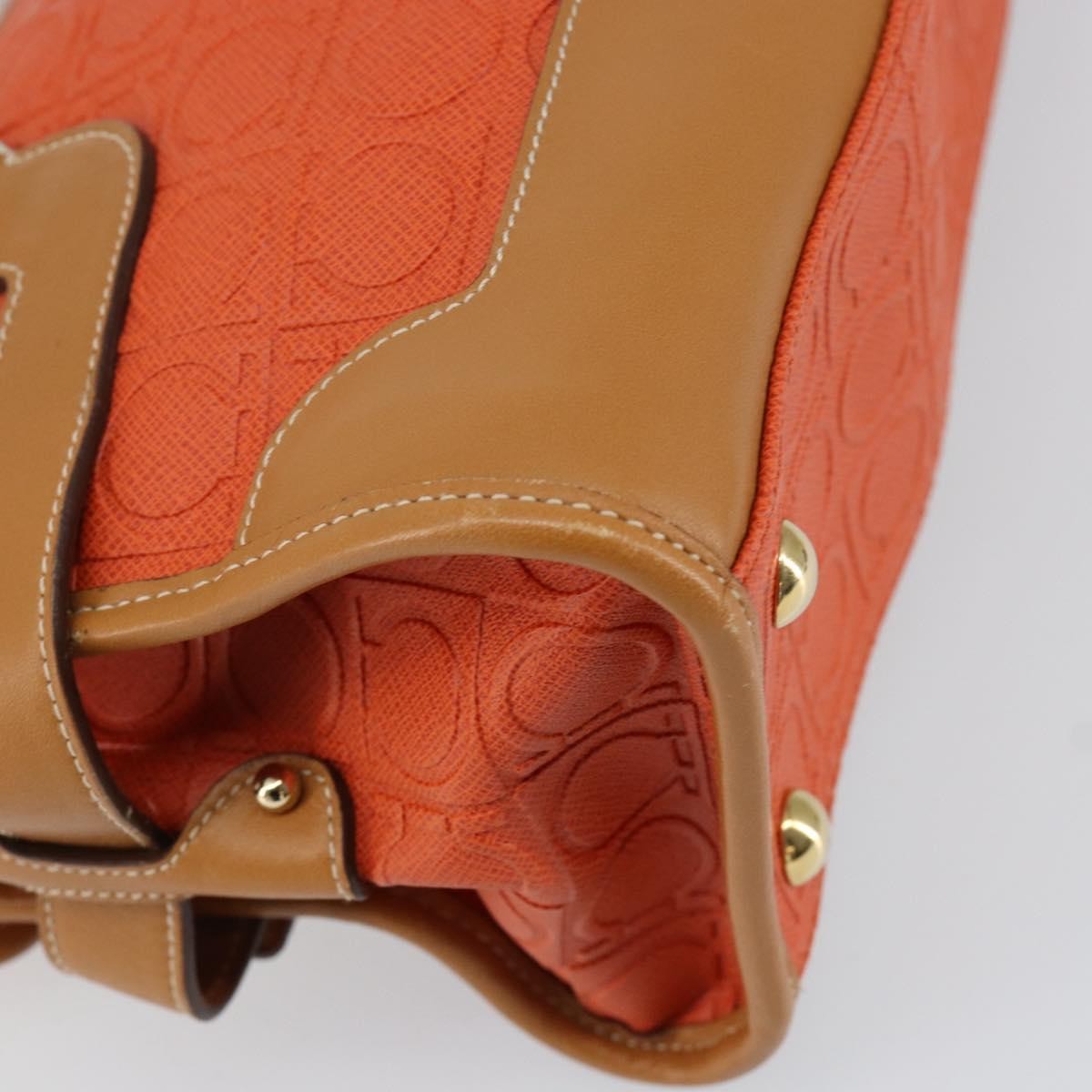 Salvatore Ferragamo Gancini Canvas Orange Pvc Shoulder Bag Bag (Pre-Owned)