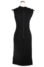 Bottega Veneta Women's Silk Pattern Black Wool Polyamide Dress Ruffle Detail