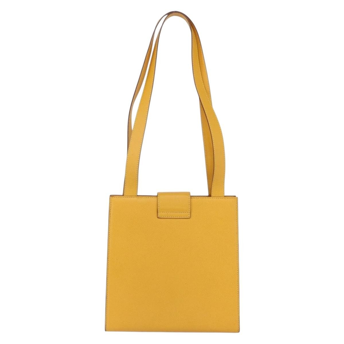 Celine Vintage Leather Yellow Leather Shoulder Bag Bag (Pre-Owned)