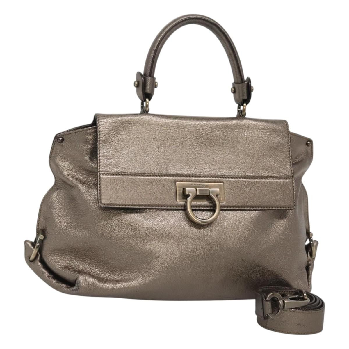 Salvatore Ferragamo Sofia Satchel Leather Gold Leather Handbag (Pre-Owned)