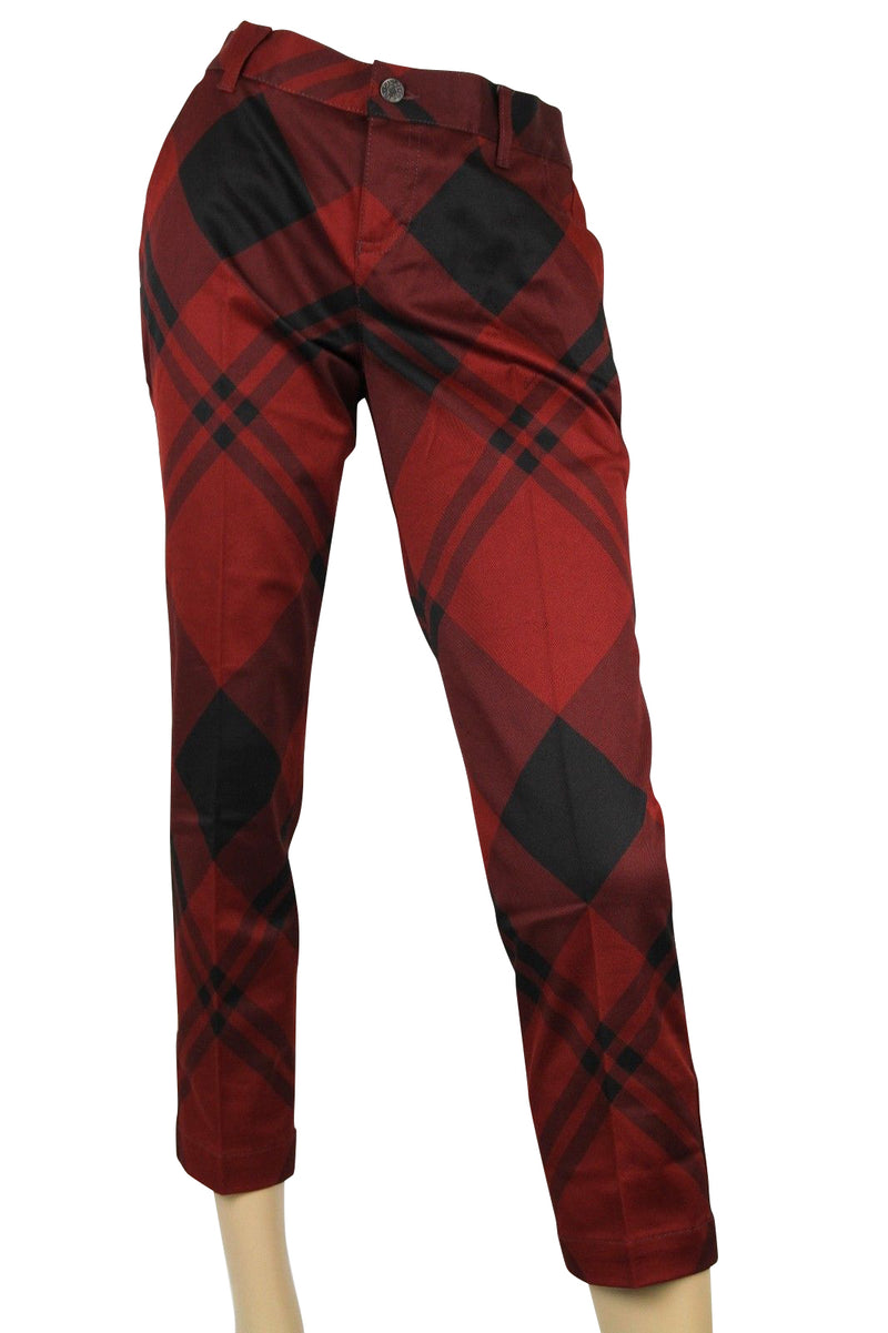 Gucci Women's Check Print Holiday Red / Black Cotton Elastane Capri Pants