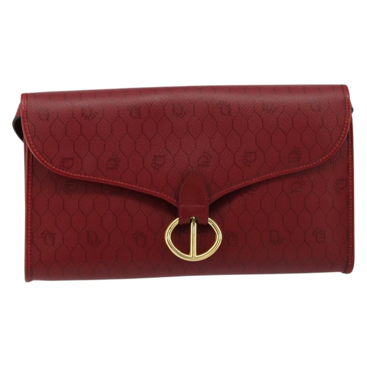 Christian Dior Vintage Honeycomb Canvas Red Canvas Shoulder Bag Bag (Pre-Owned)
