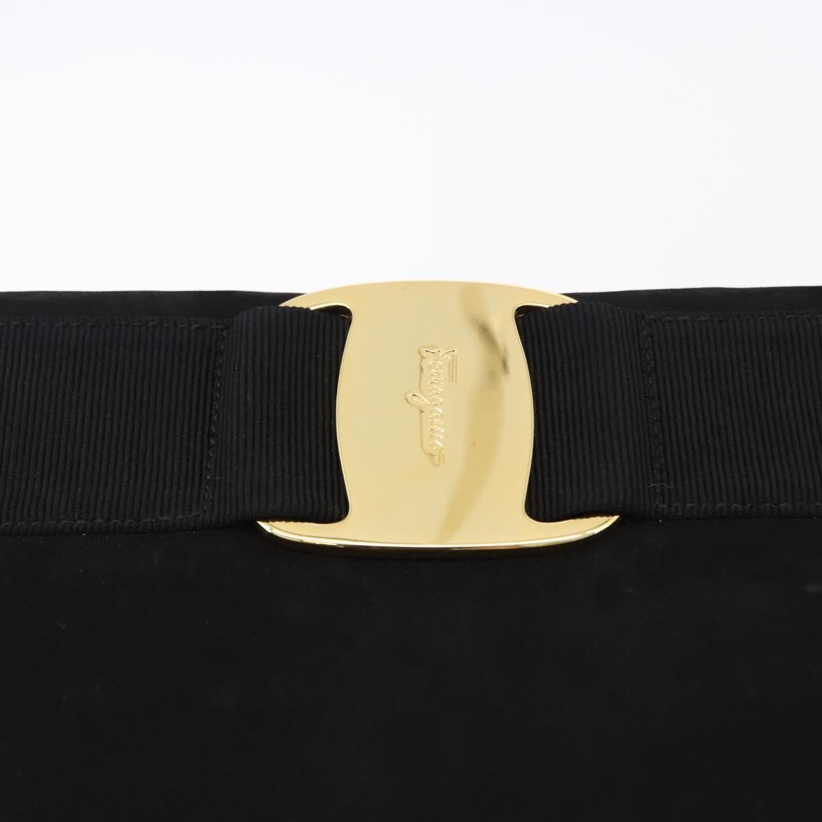 Salvatore Ferragamo Vala Suede Black Suede Shoulder Bag Bag (Pre-Owned)