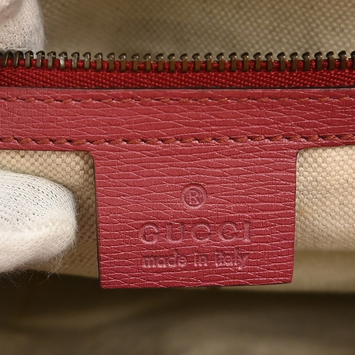 Gucci Bright Bit Convertible Tote Leather Red Leather Tote Bag Bag (Pre-Owned)