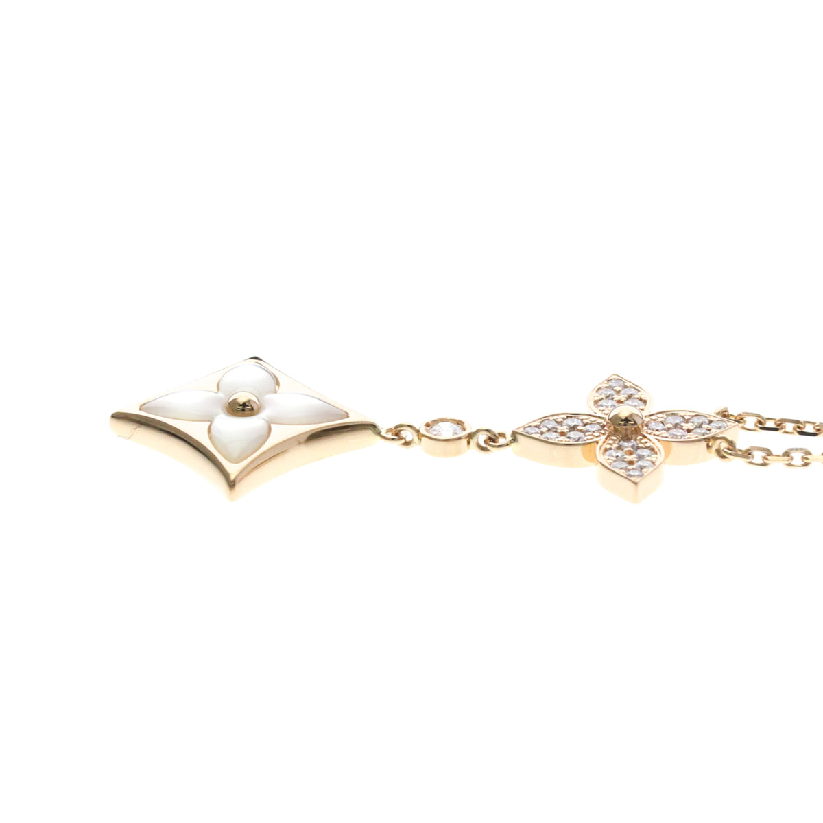 Louis Vuitton Color Blossom Lariat 18K Rose Gold With Mother Of Pearl And Diamond Gold Pink_Gold Necklace Jewelry (Pre-Owned)