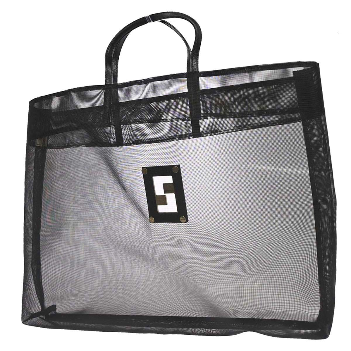 Fendi Vintage Ff Mesh Black Nylon Tote Bag Bag (Pre-Owned)