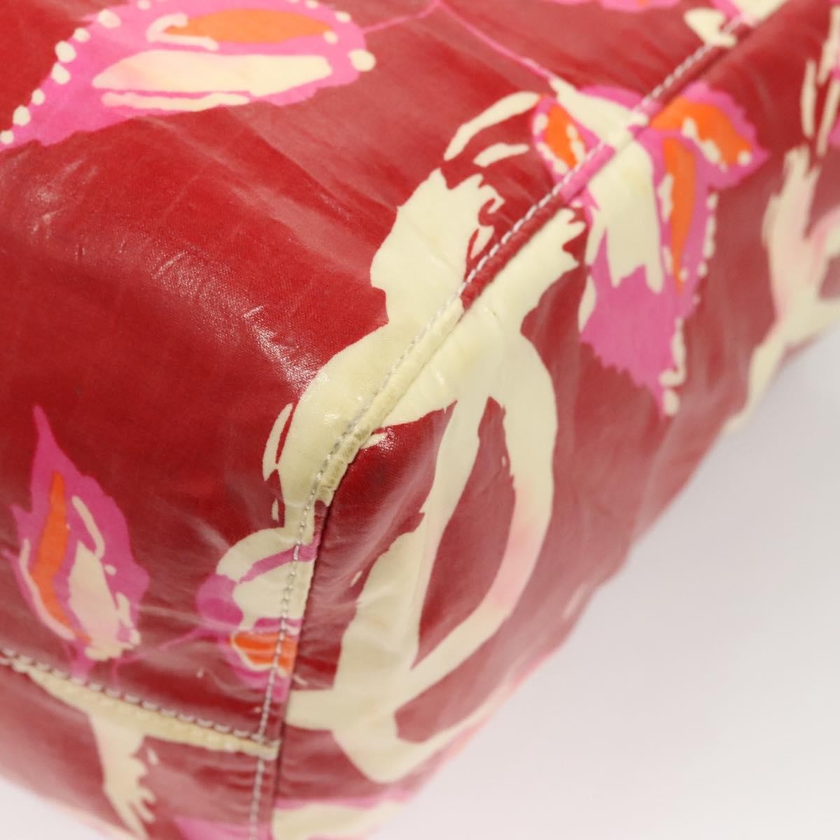Chanel Vintage Floral Tote Patent Leather Red Patent_Leather Tote Bag Bag (Pre-Owned)