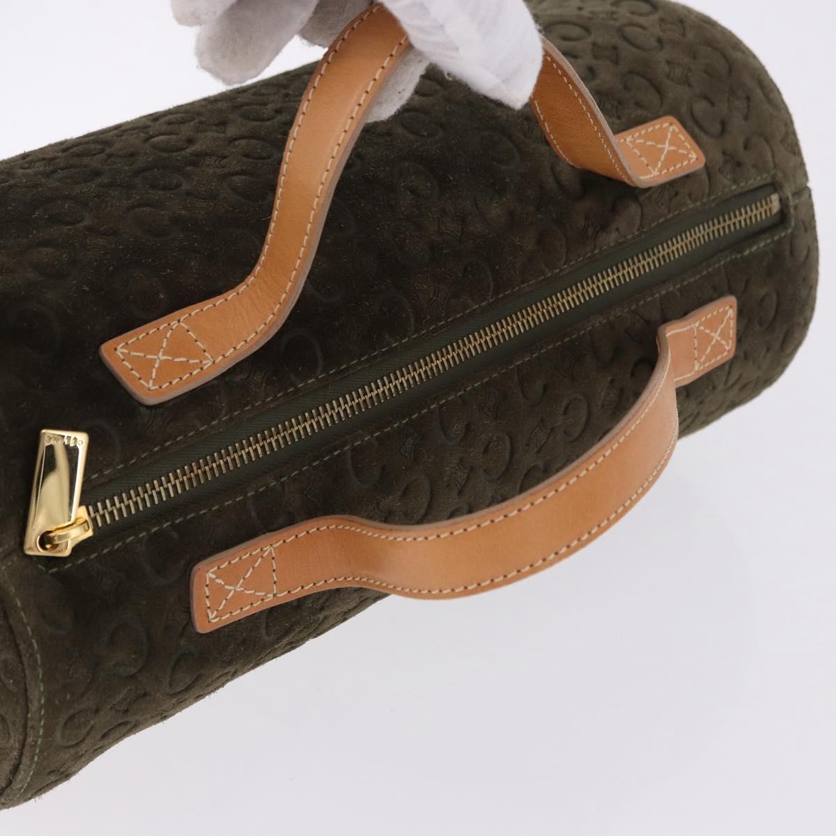 Celine C Macadam Suede And Leather Green Suede Handbag (Pre-Owned)