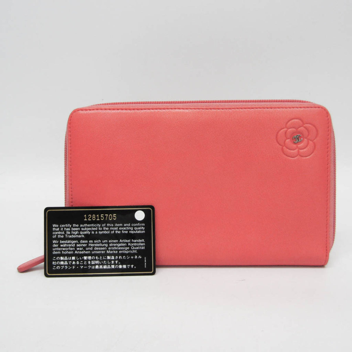 Chanel Camellia Zip Around Organizer Leather Pink Leather Wallets Accessory (Pre-Owned)