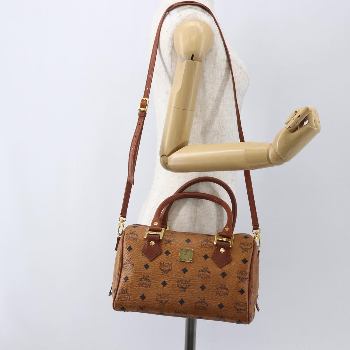 MCM Visetos Logogramme Canvas And Leather Brown Canvas Handbag (Pre-Owned)