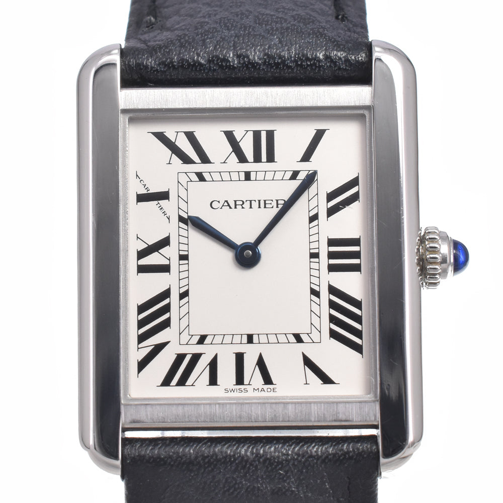 Cartier Tank Solo Quartz Stainless Steel And Leather Watch (Pre-Owned)