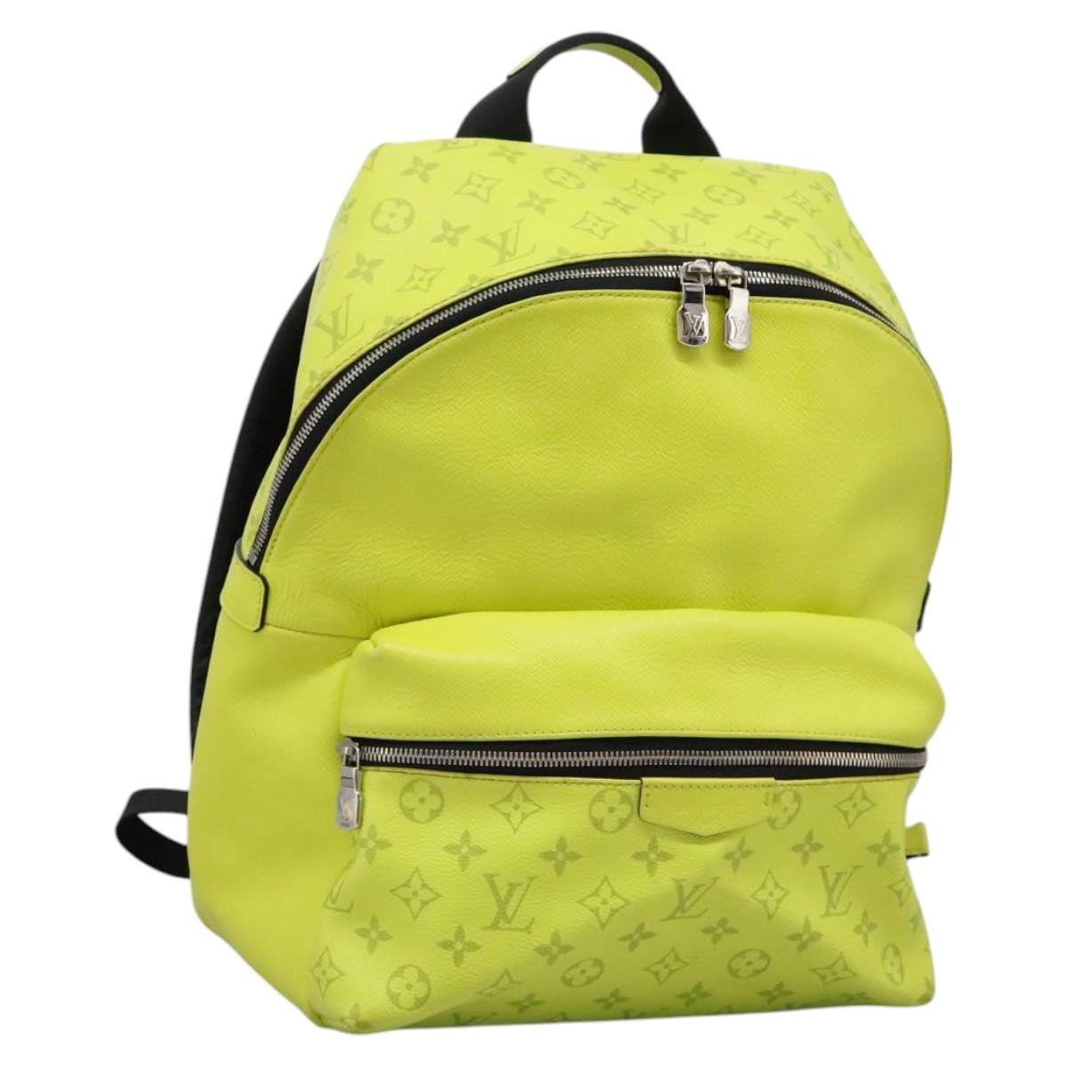 Louis Vuitton Discovery Monogram Taigarama Yellow Leather Backpack Bag (Pre-Owned)