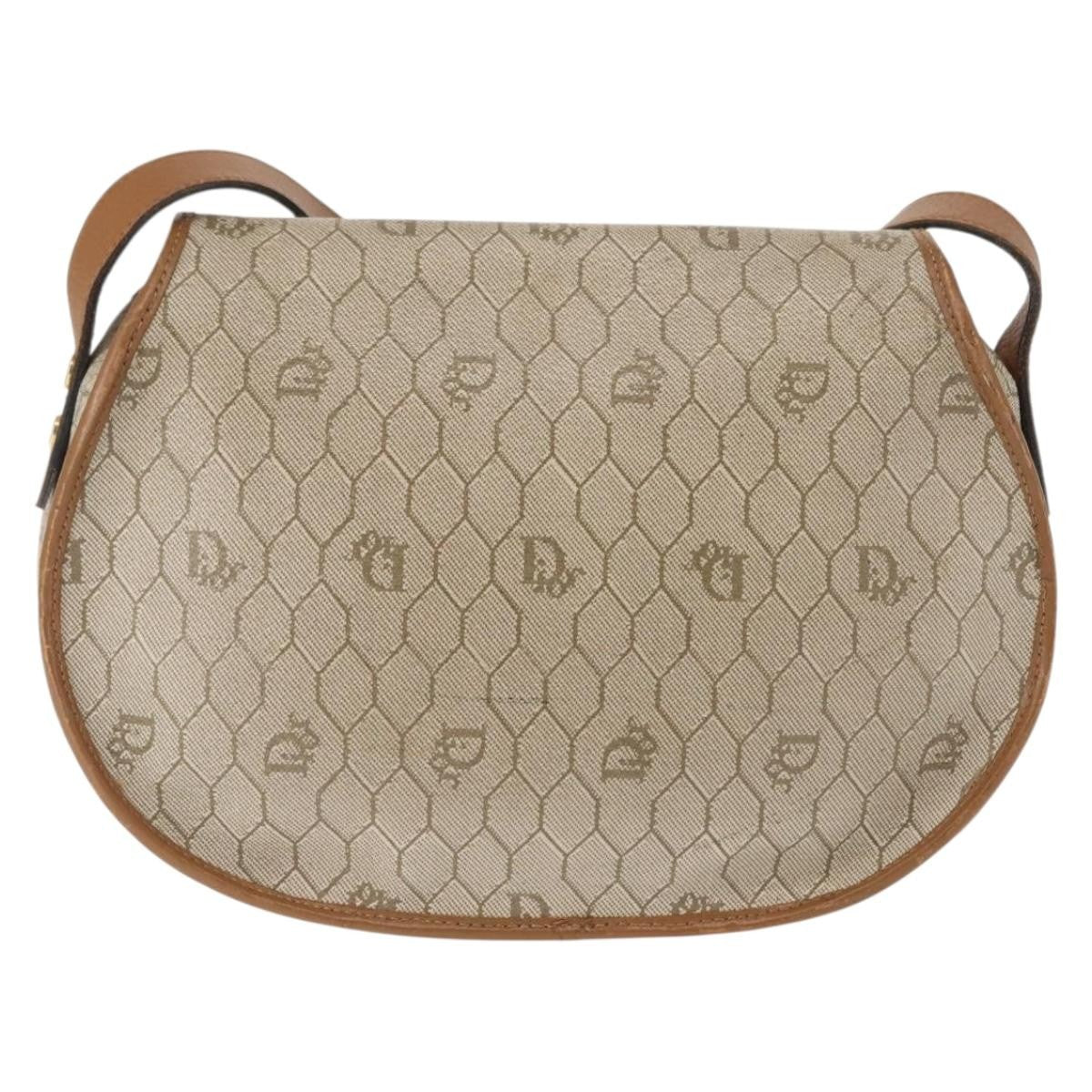 Christian Dior Vintage Honeycomb Flap Coated Canvas Beige Canvas Bag (Pre-Owned)