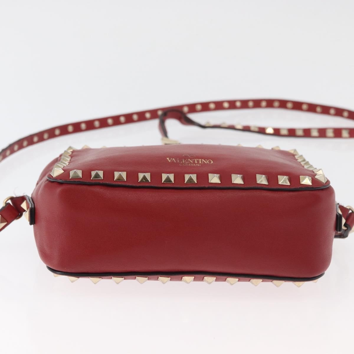 Valentino Garavani Rockstud Camera Leather Red Leather Shoulder Bag Bag (Pre-Owned)
