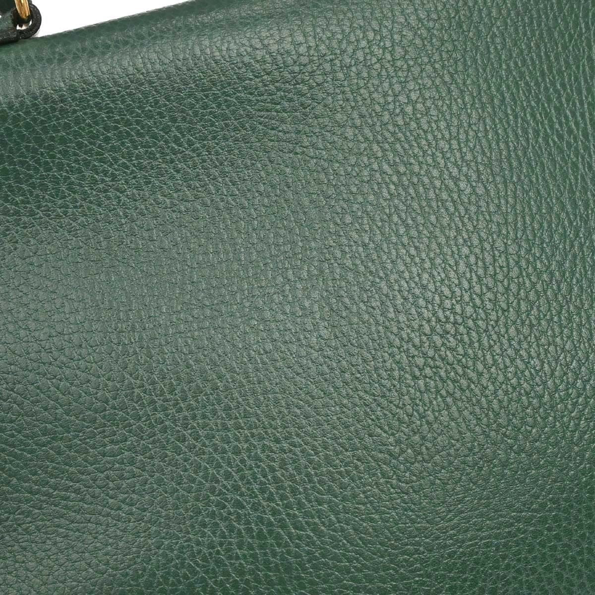 Hermes Kelly 2 Way Taurillon Clemence Green Leather Handbag (Pre-Owned)