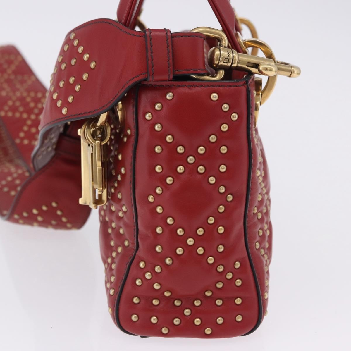 Christian Dior Lady Dior Red Leather Handbag (Pre-Owned)