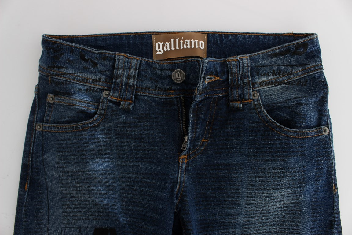John Galliano Blue Wash Cotton Blend Slim Fit Bootcut Women's Jeans