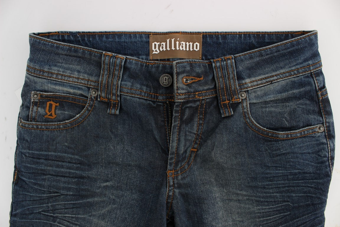 John Galliano Blue Wash Cotton Blend Slim Fit Women's Jeans