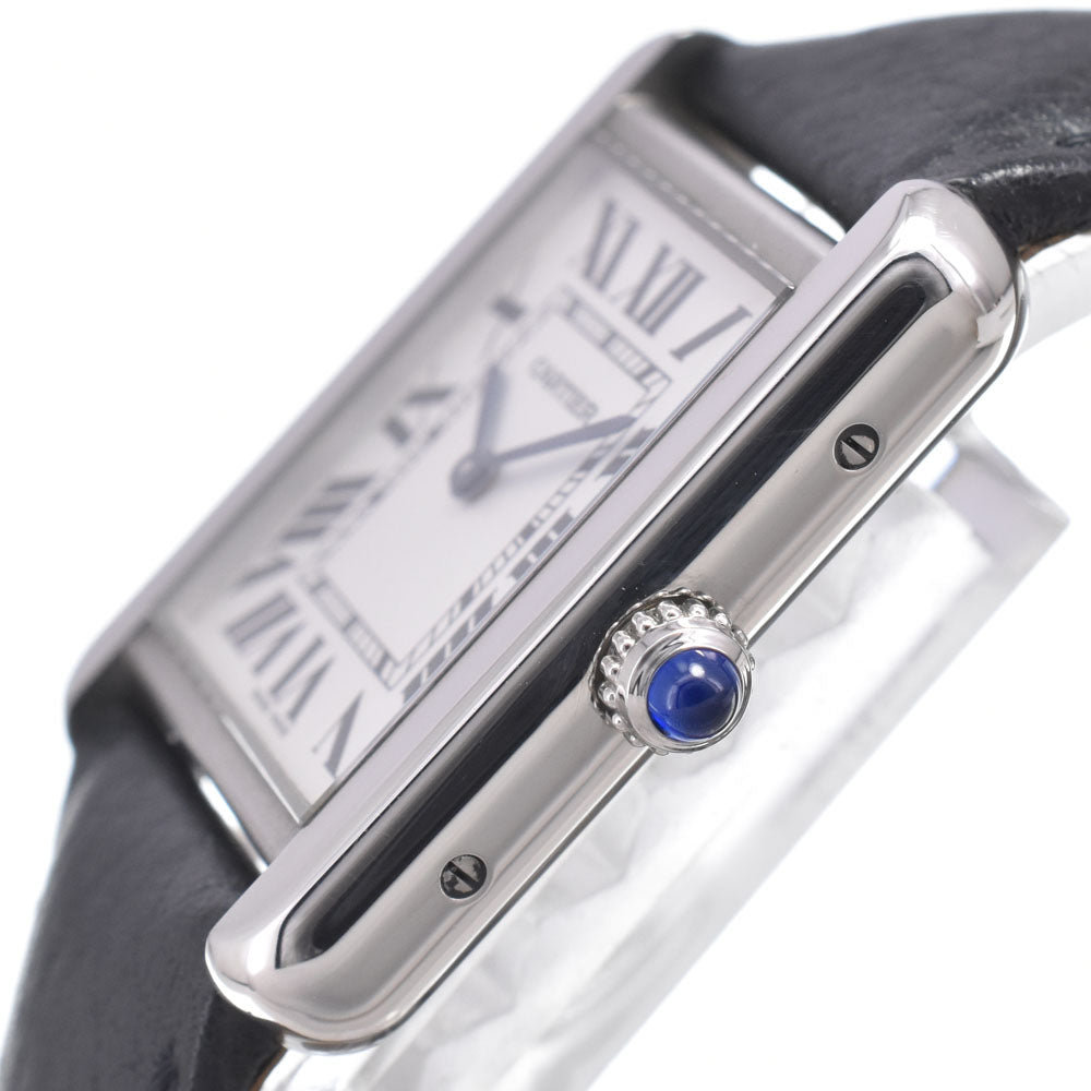 Cartier Must De Cartier Tank Quartz Stainless Steel And Leather Watch (Pre-Owned)