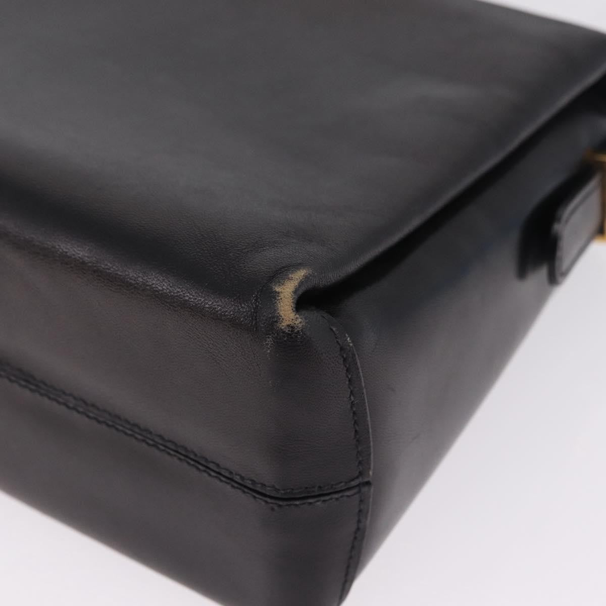 Celine Shoulder Leather Black Leather Shoulder Bag Bag (Pre-Owned)