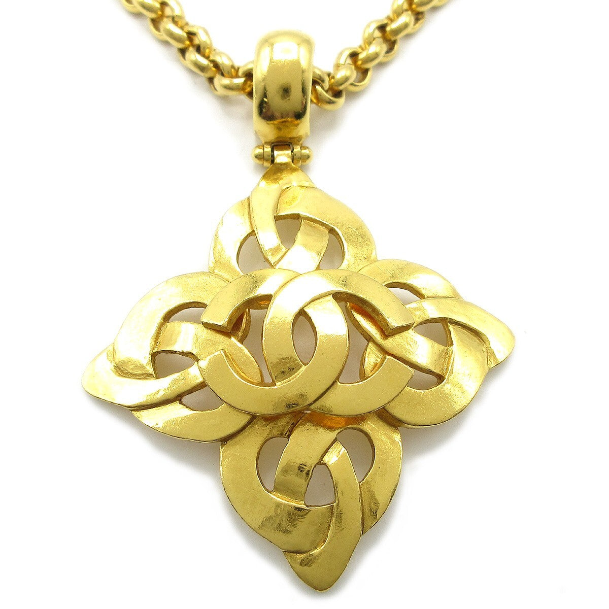 Chanel Cc Heart Pendant Metal Gold Gold_Plated Necklace Jewelry (Pre-Owned)