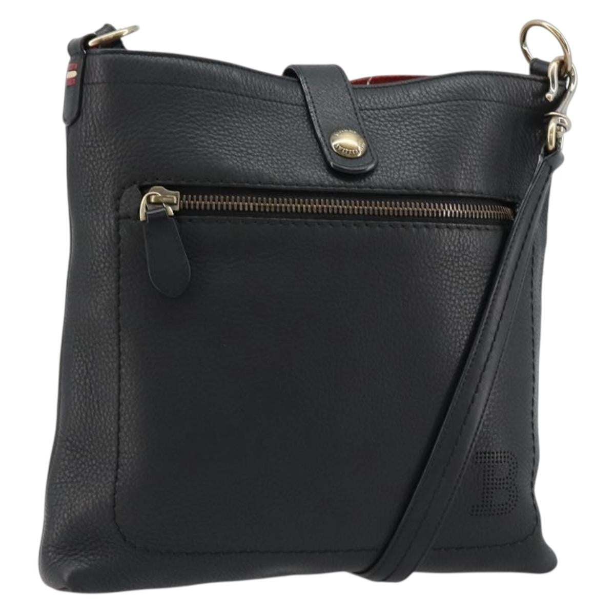 Bally Vintage Leather Black Leather Shoulder Bag Bag (Pre-Owned)