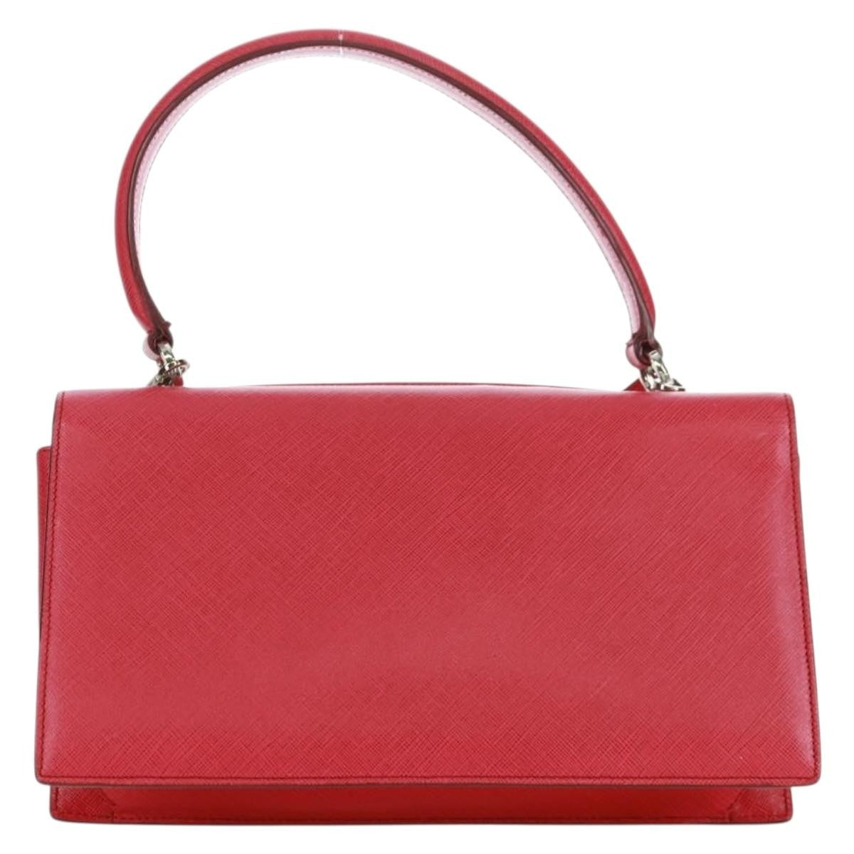 Salvatore Ferragamo Gancini Convertible Top Handle Saffiano Leather Pink Leather Handbag (Pre-Owned)