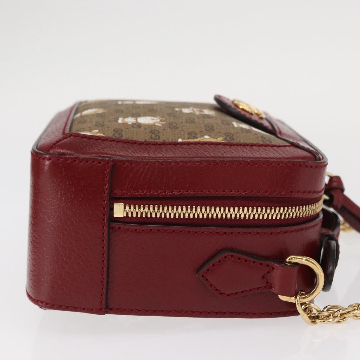 Gucci Doraemon Ophidia Zip Around Camera Printed Mini Gg Coated Canvas Beige Canvas Handbag (Pre-Owned)
