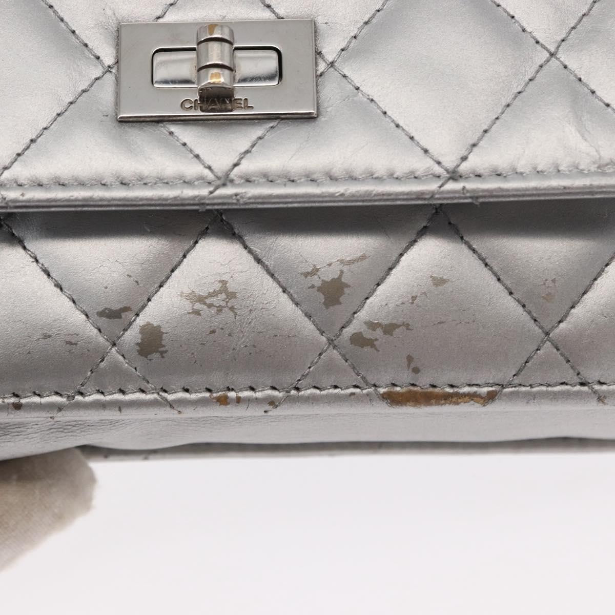 Chanel Reissue 2.55 Wallet On Chain Quilted Lambskin Silver Leather Crossbody Bag Bag (Pre-Owned)