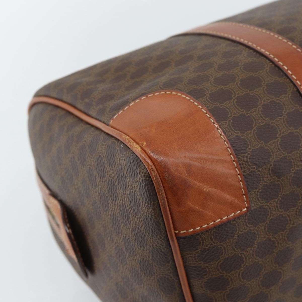 Celine Vintage Macadam Boston Canvas And Leather Brown Canvas Handbag (Pre-Owned)