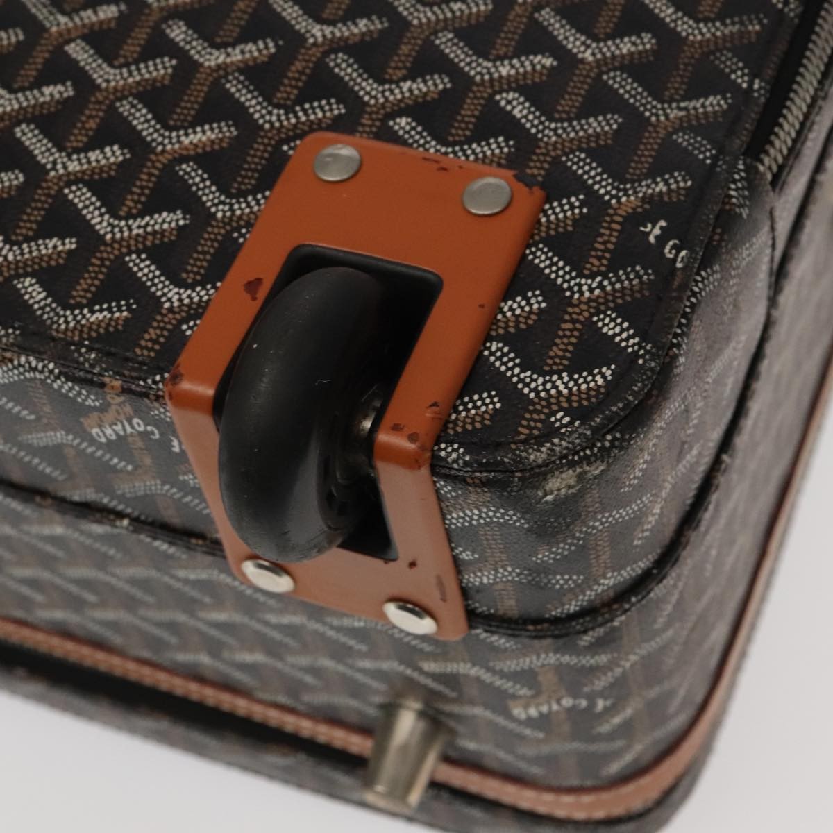 Goyard Bourget Trolley Rolling Luggage Coated Canvas Brown Pvc Travel Bag Bag (Pre-Owned)