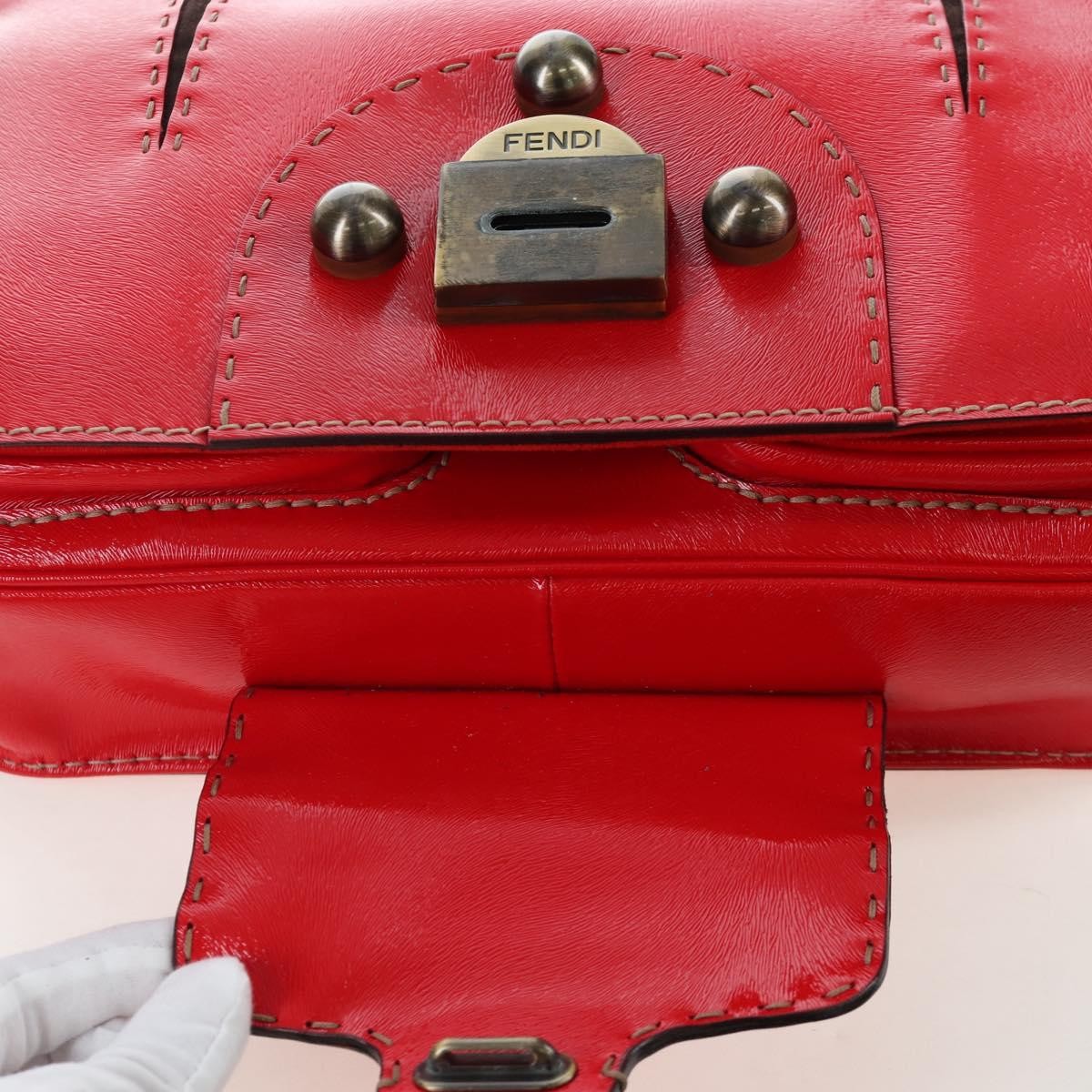 Fendi Secret Code F3 Convertible Satchel Textured Leather Red Leather Handbag (Pre-Owned)
