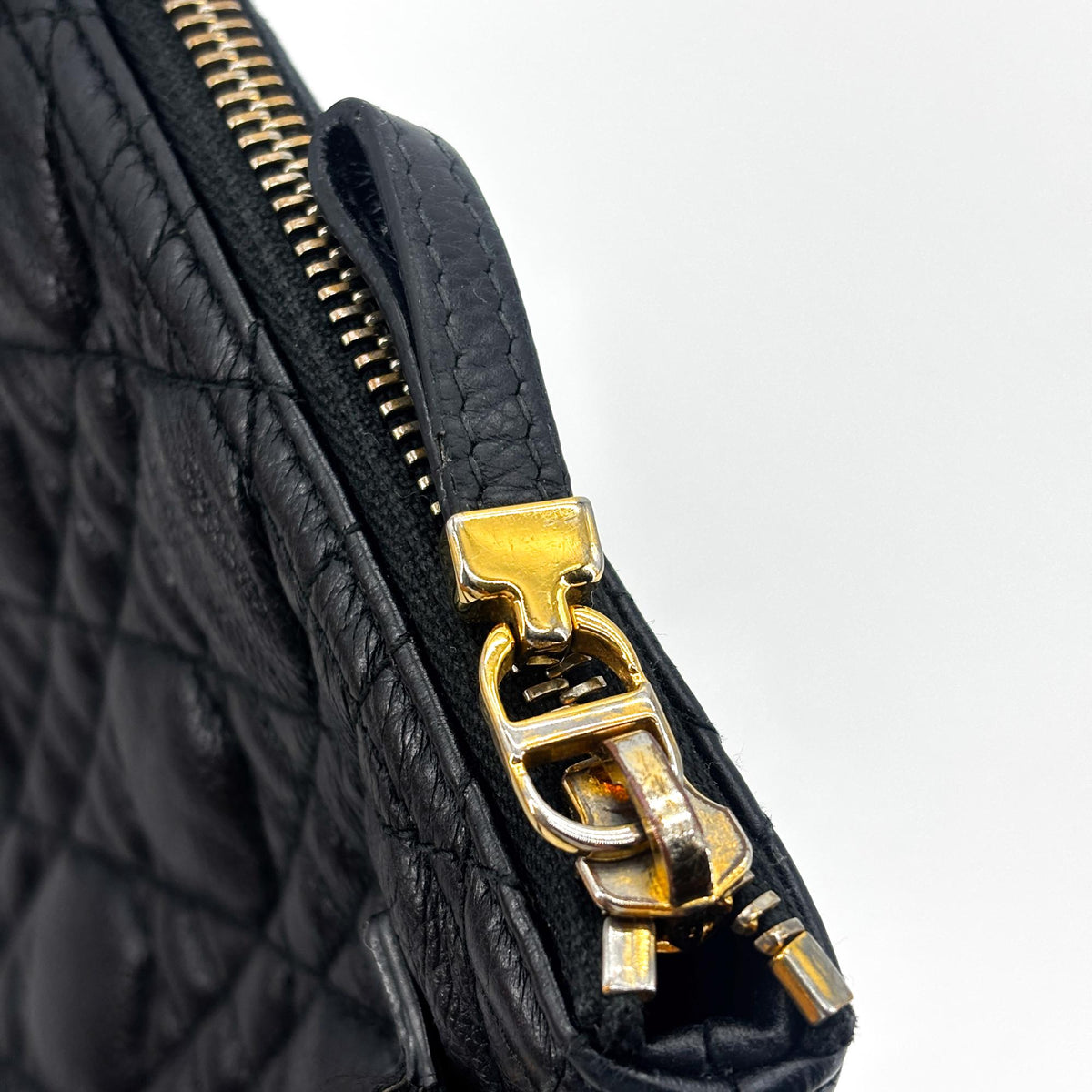 Christian Dior Caro Daily Cannage Quilt Calfskin Black Leather Clutche & Pouche Bag (Pre-Owned)