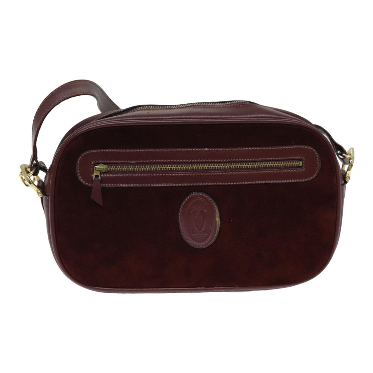 Cartier Vintage Must De Cartier Suede Burgundy Suede Shoulder Bag Bag (Pre-Owned)
