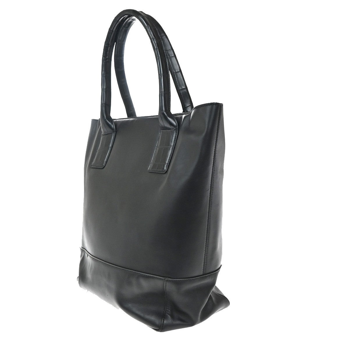 Bottega Veneta Open Tote Leather Black Leather Tote Bag Bag (Pre-Owned)