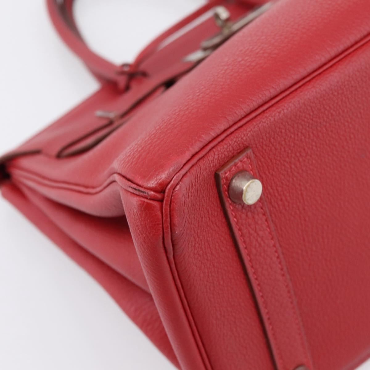 Hermes Birkin Red Togo With Palladium Hardware Red Leather Handbag (Pre-Owned)