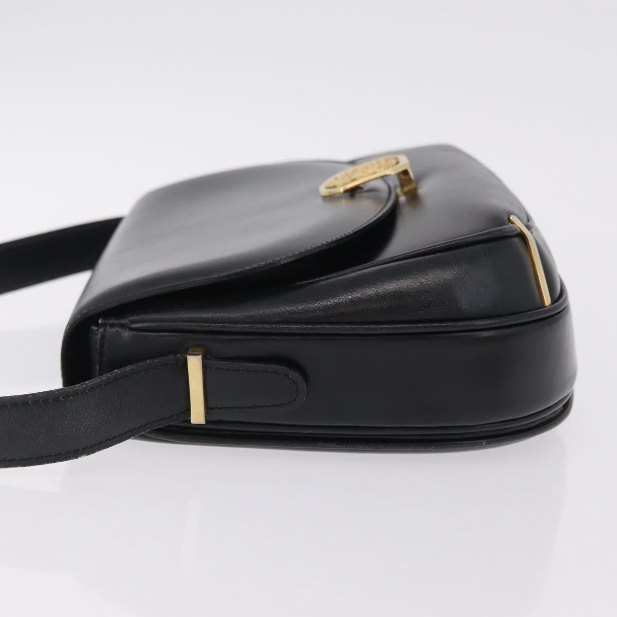 Celine Shoulder Leather Black Leather Shoulder Bag Bag (Pre-Owned)