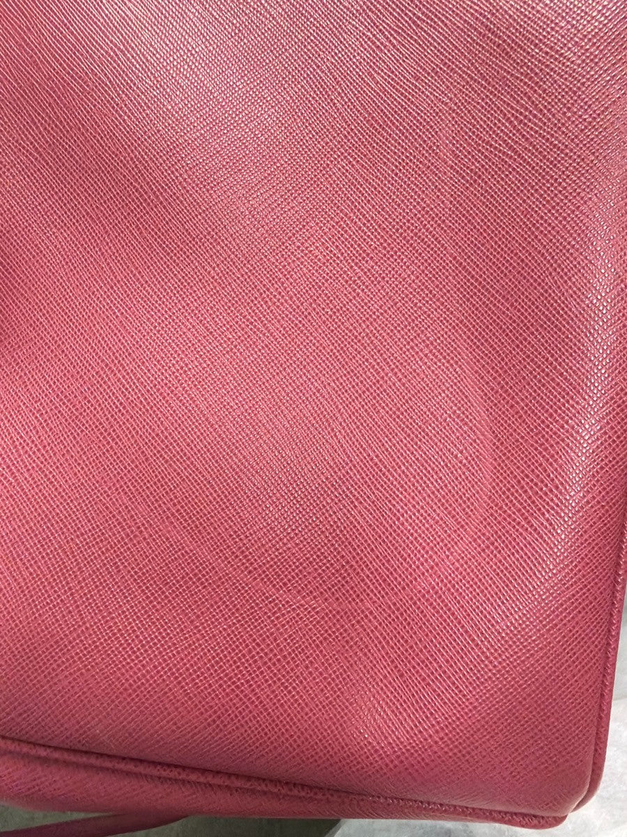 Prada Double Zip Lux Convertible Tote Saffiano Leather Pink Leather Tote Bag Bag (Pre-Owned)