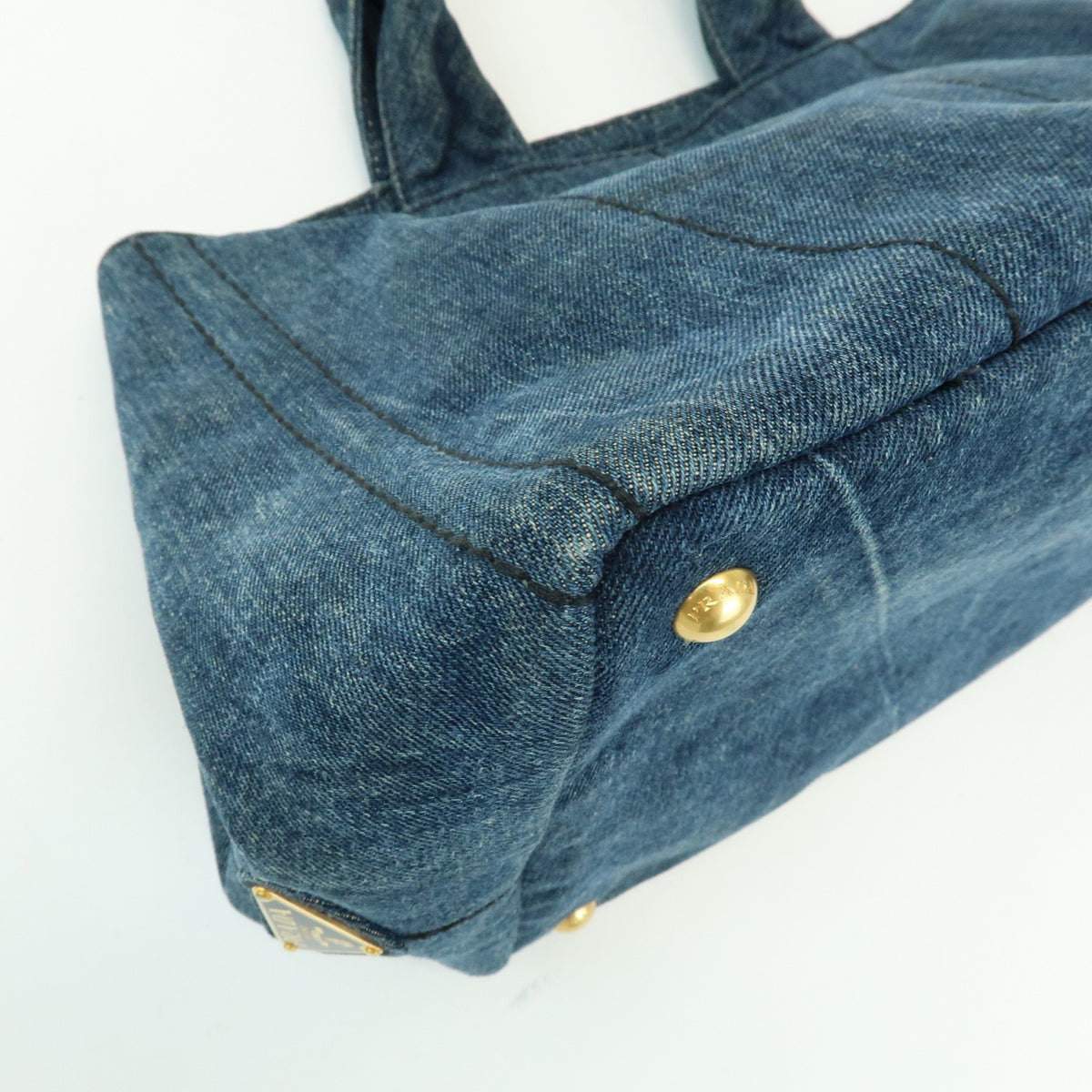 Prada Canapa Denim Blue Denim_Jeans Tote Bag Bag (Pre-Owned)