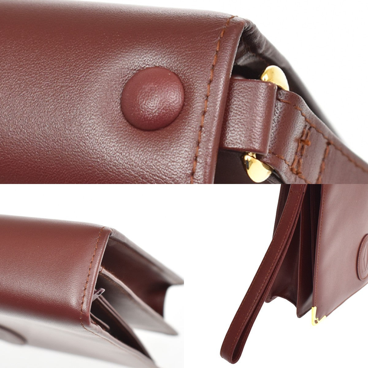 Cartier Must De Cartier Clutch Leather Burgundy Leather Clutche & Pouche Bag (Pre-Owned)