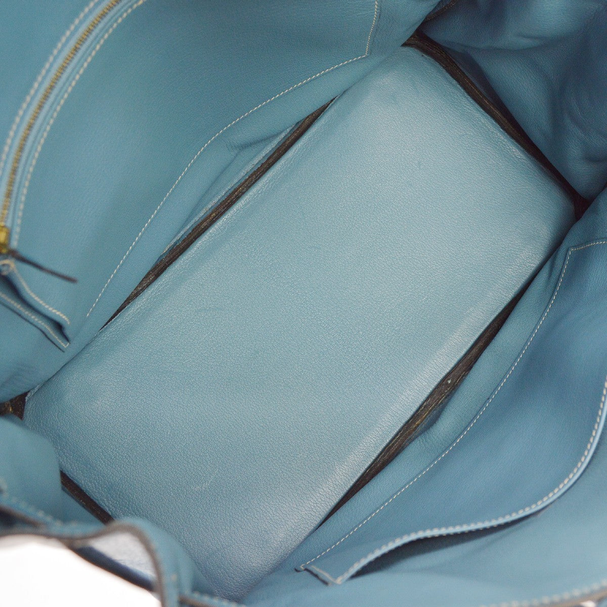 Hermes Birkin Blue Clemence With Gold Hardware Blue Leather Handbag (Pre-Owned)