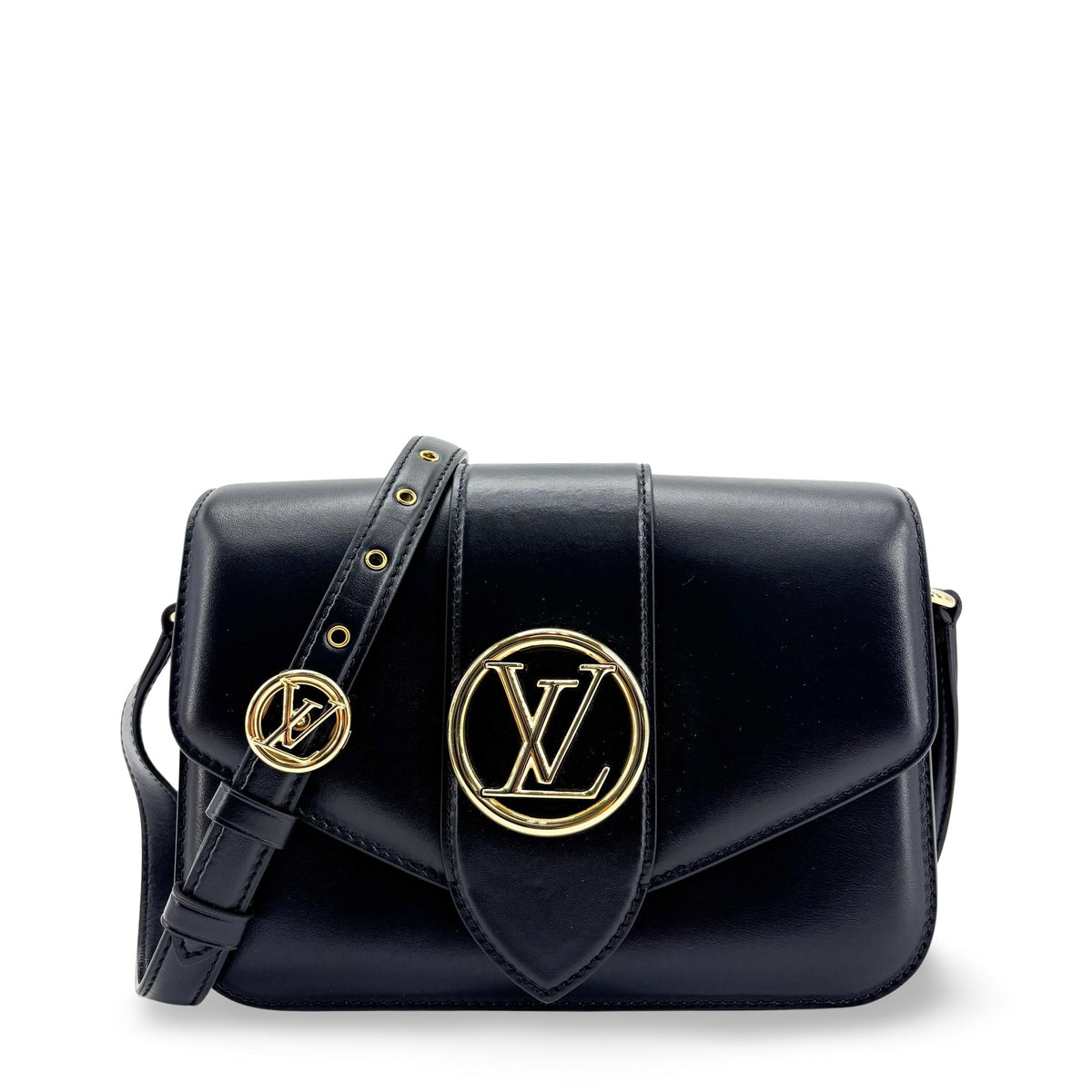 Louis Vuitton Lv Pont 9 Leather Black Leather Handbag (Pre-Owned)